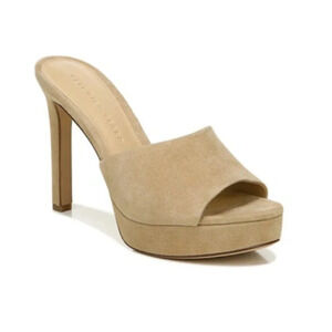 Veronica Beard Dali Leather Suede Slide Platform Heel Sandals Size 10